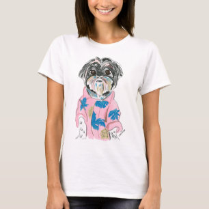 CAMISETA WATERCOLOR PERSONALIZADO CACHORRO SHIHTZU ADICIONE