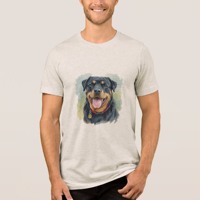 Camiseta Watercolor Pet Rottweiler Portrait (Frente)