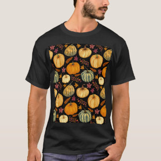 Camiseta Watercolor Pumpkins: Padrão Sem Costura de outono.