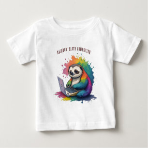 Camiseta Watercolor Rainbow Cute Sloth Computing