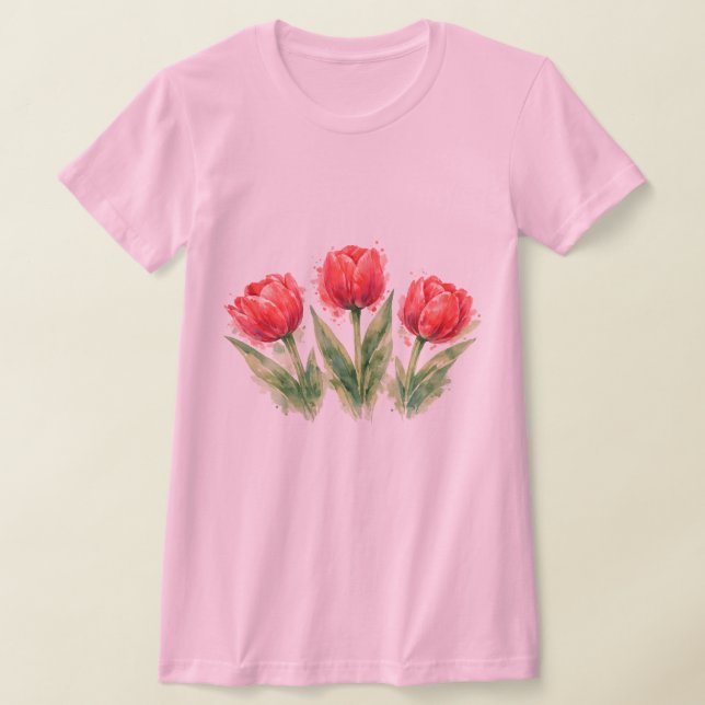 Camiseta Watercolor Red Tulips (Postura )