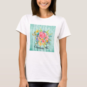 Camiseta Watercolor Rosa Floral Pulverize A Sua Cidade Pers