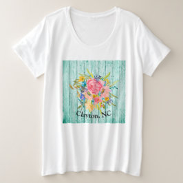 Camiseta Watercolor Rosa Floral Pulverize A Sua Cidade Pers