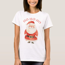 Camiseta Watercolor Santa Claus HO HO HO Bonito Natal