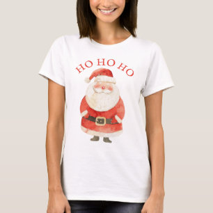 Camiseta Watercolor Santa Claus HO HO HO Bonito Natal