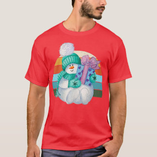 Camiseta Watercolor Snowman Papai noel a Árvore de Natal Lu