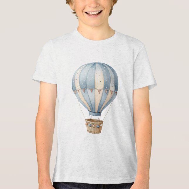 Camiseta Watercolor Starry Night Hot Air Balloon Nursery (Frente)