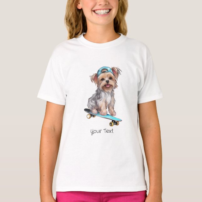 Camiseta Watercolor Yorkshire Terrier Girl T Shirt (Frente)