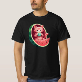 Camiseta Watermelon Cat Coffee Break