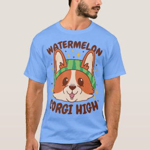 Camiseta Watermelon Corgi High, Funny Corgi Vestindo Waterm
