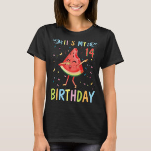 Camiseta Watermelon Dabbing feliz comigo aos 14 anos É M