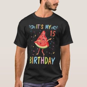 Camiseta Watermelon Dabbing feliz comigo aos 15 anos É M