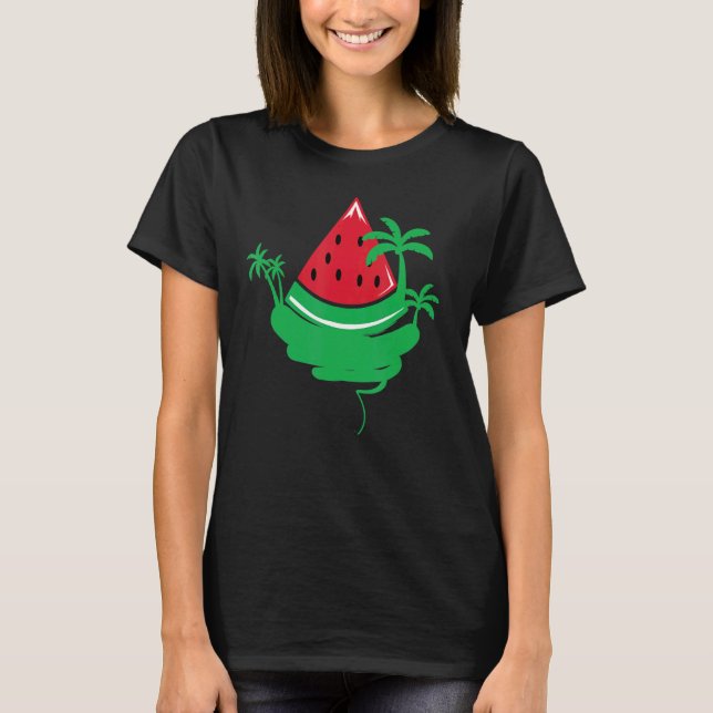 Camiseta Watermelon Palm Beach Melon Summer Fruta tropical (Frente)