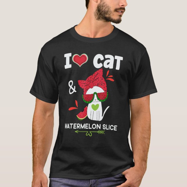 Camiseta Watermelon Summer  Cat Sunglasses  Watermelon (Frente)