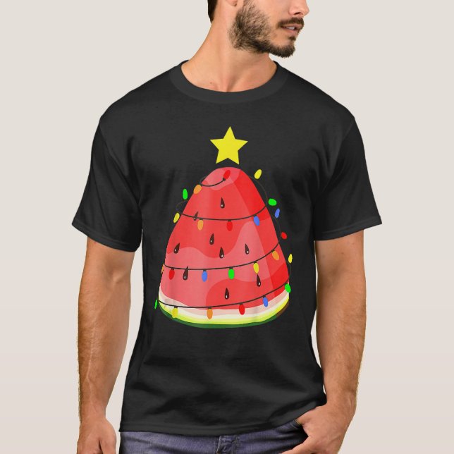 Camiseta Watermelon Xmas Tree Beach Summer Christmas in Jul (Frente)