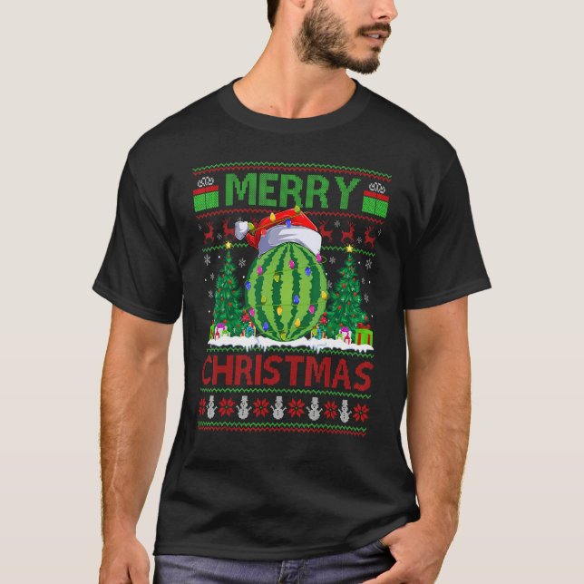 Camiseta Watermelon   Xmas Tree Ugly Santa Watermelon Chris (Frente)