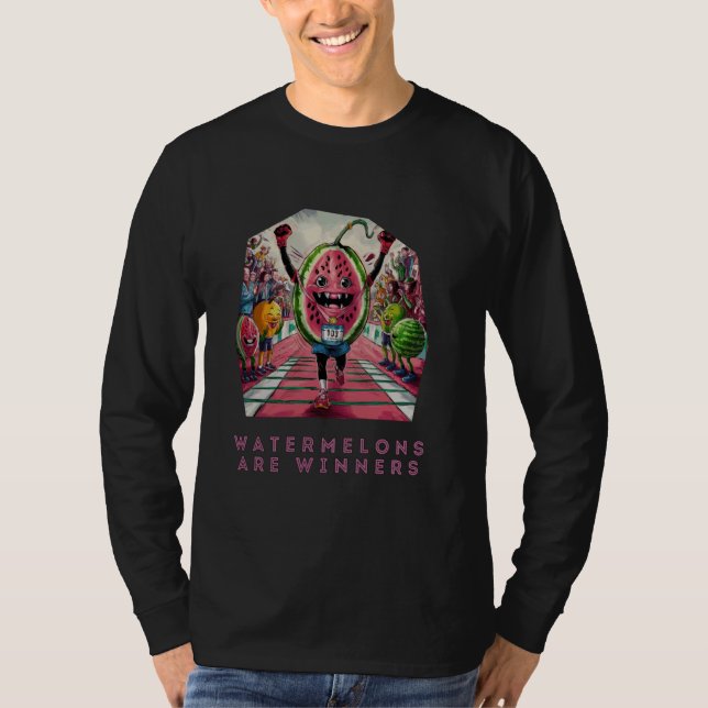 Camiseta Watermelons Are Winners Watermelon Cartoon Runner  (Frente)