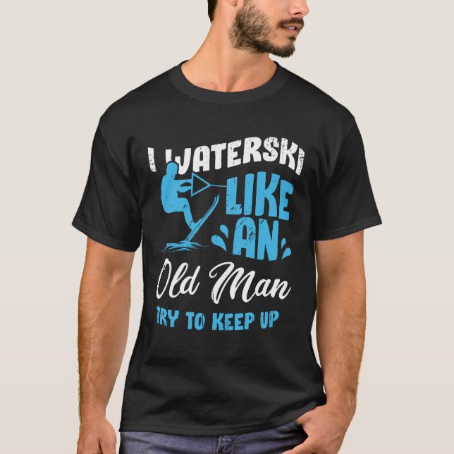 Camiseta Waterski Velho Homem Água Esquiando Vovô Presente (Frente)