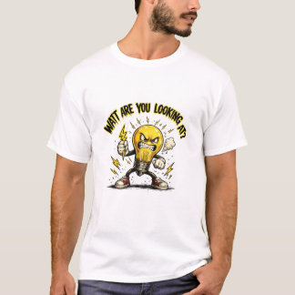 Camiseta Watt Você Está Olhando? Lâmpada Engraçada e Irrita