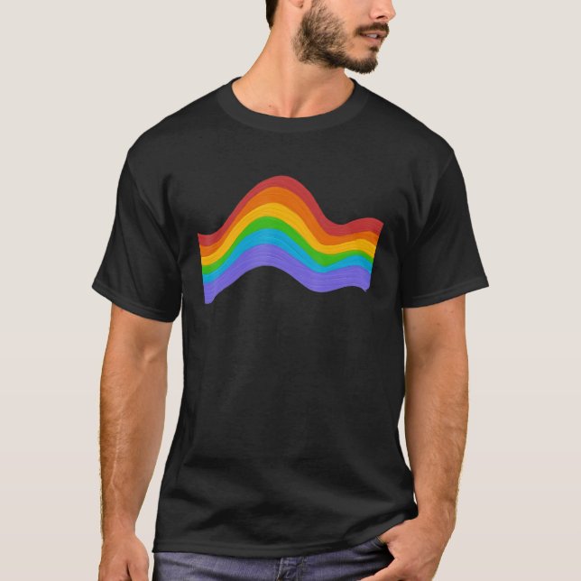 Camiseta Wavy Rainbow ROYGBIV Orgulho Arco-Íris (Frente)