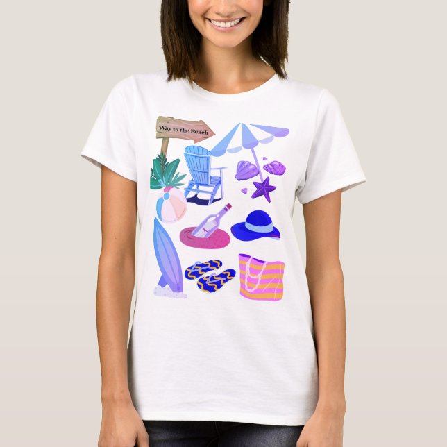 Camiseta Way to Beach - Summer Vacation Clipart Design (Frente)