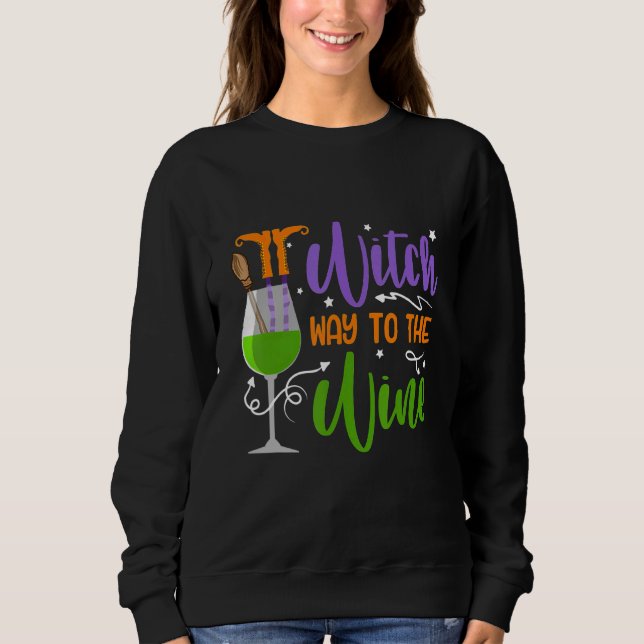 Camiseta Way To The Wine Halloween Witch Cool Tee (Frente)