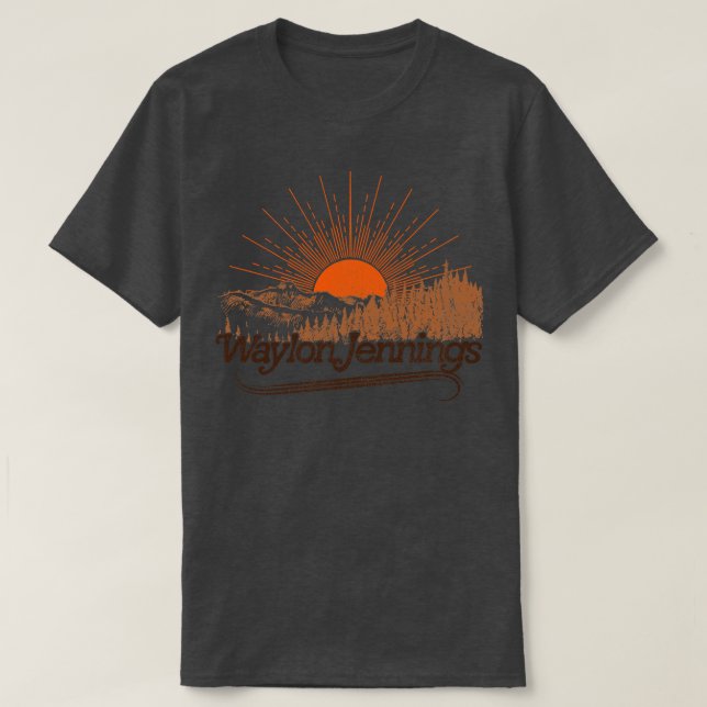 Camiseta Waylon Jennings Vintage Sun Landscape (Frente do Design)