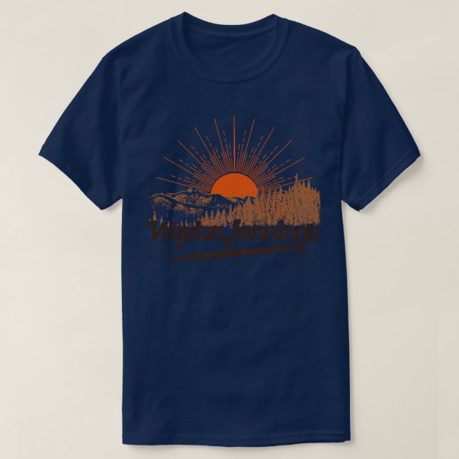 Camiseta Waylon Jennings Vintage Sun Landscape (Frente do Design)