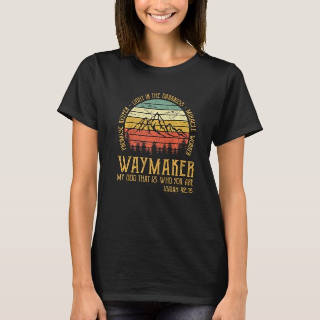 Camiseta Waymaker Miracle Worker Promise Keeper Religião (Frente)
