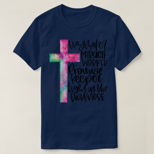 Camiseta Waymaker Miracle Worker Rainbow, Christian (Frente do Design)