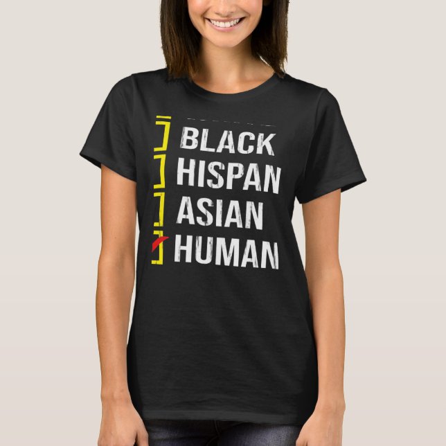 Camiseta We Are All HUMAN Black White Hispanic Asian Black  (Frente)