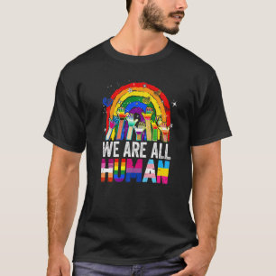 Camiseta We Are All Human Pride Rainbow Lgbt Flag Lesbian G