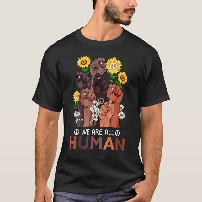 Camiseta We Are All Human Pride Sunflower Peace African Rai (Frente)