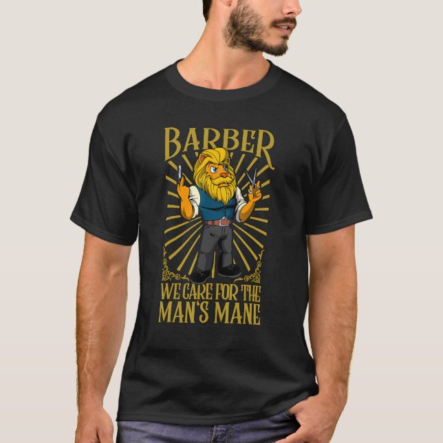 Camiseta We care for the man's mane  Barber (Frente)
