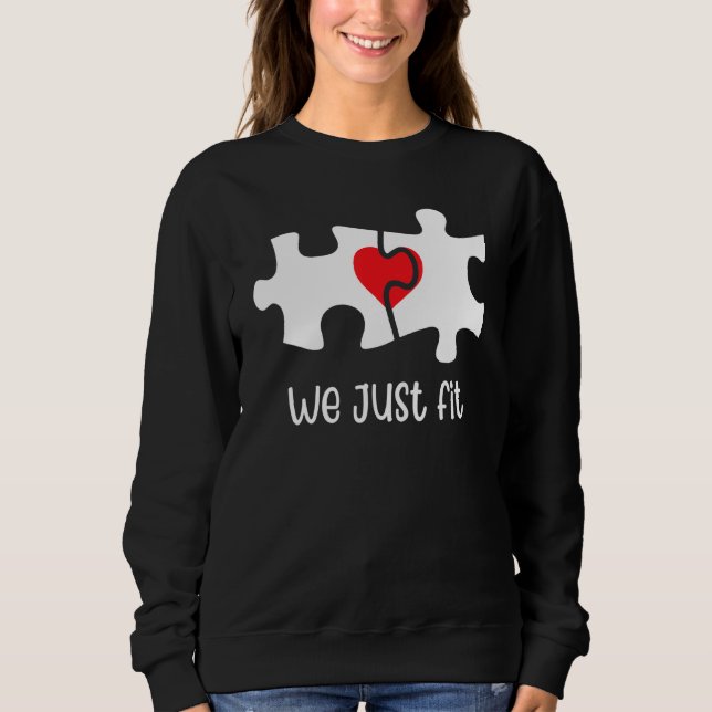 Camiseta We Just Fit Puzzle Heart Matching Couple Valentine (Frente)