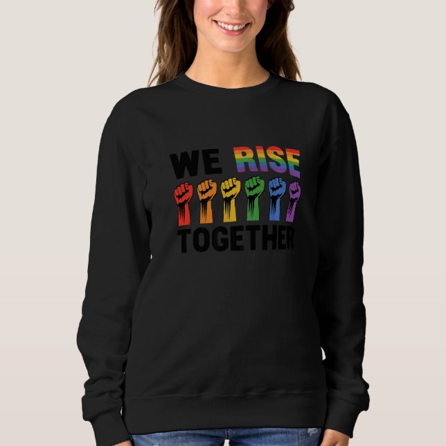 Camiseta We Rise Together Bisexual Gay Trans Queer Lgbtq Ra (Frente)