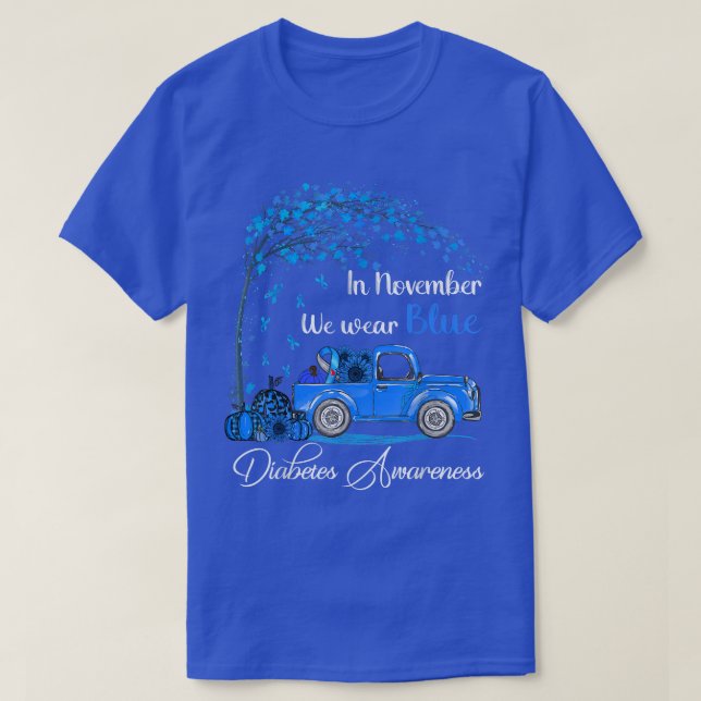 Camiseta We Wear Blue Truck For Diabetes Awareness Blue Gre (Frente do Design)