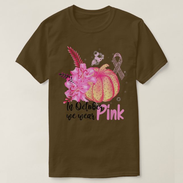 Camiseta We Wear Pink Pumpkin Breast Cancer Pumpkins Lover  (Frente do Design)
