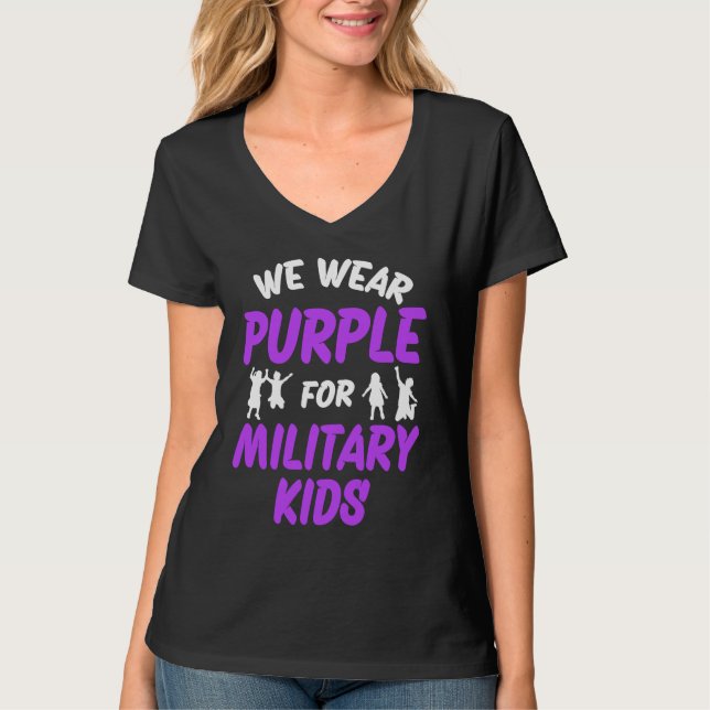 Camiseta We Wear Purple For Military Kids (Frente)
