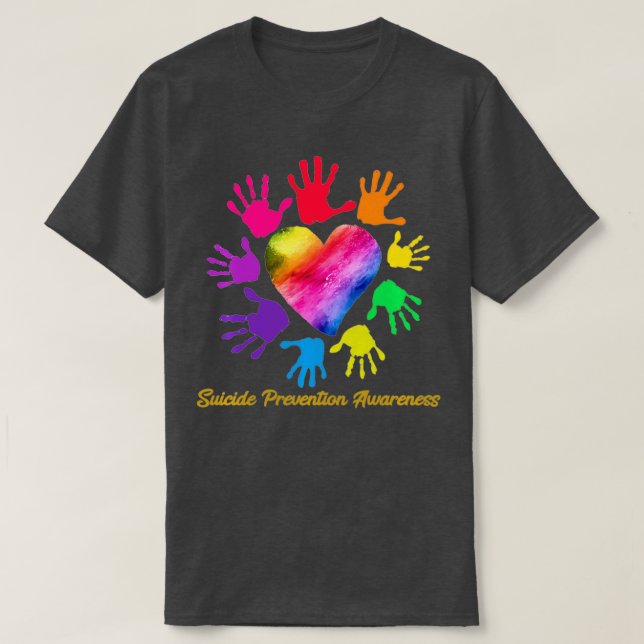 Camiseta We Wear Rainbow Heart For Suicide Prevention Aware (Frente do Design)