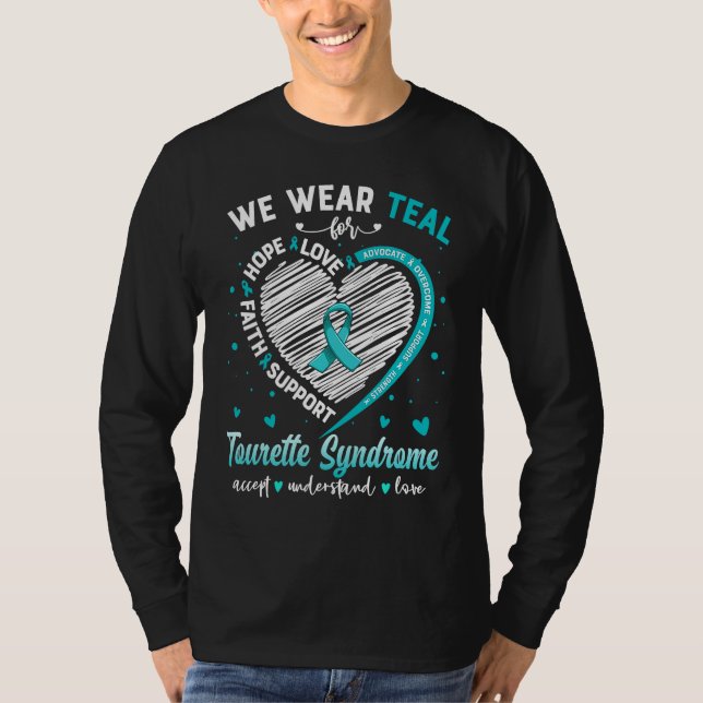 Camiseta We Wear Teal For Tourette Syndrome Awareness Ribbo (Frente)