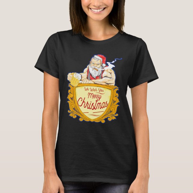 Camiseta We Wish you Merry Christmas costumes Santa Claus (Frente)