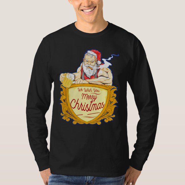 Camiseta We Wish you Merry Christmas costumes Santa Claus (Frente)
