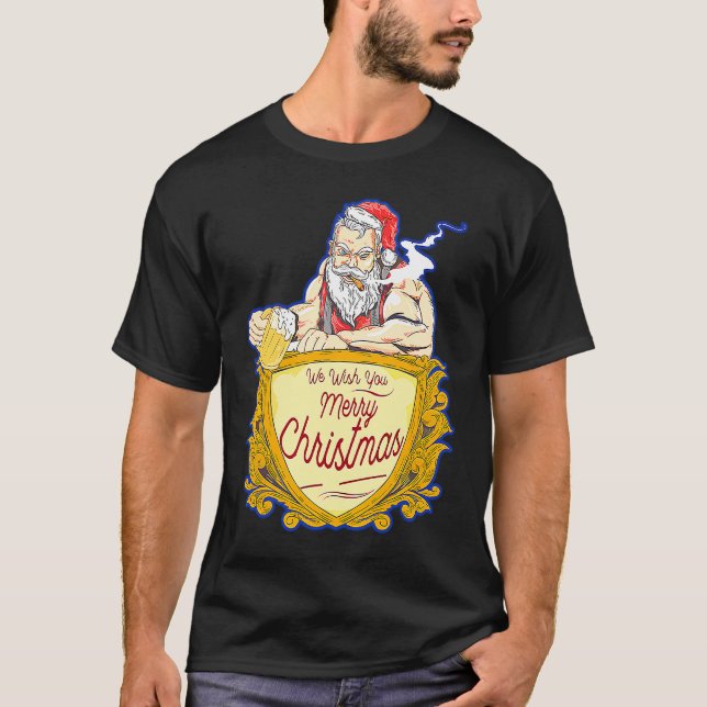 Camiseta We Wish you Merry Christmas costumes Santa Claus (Frente)
