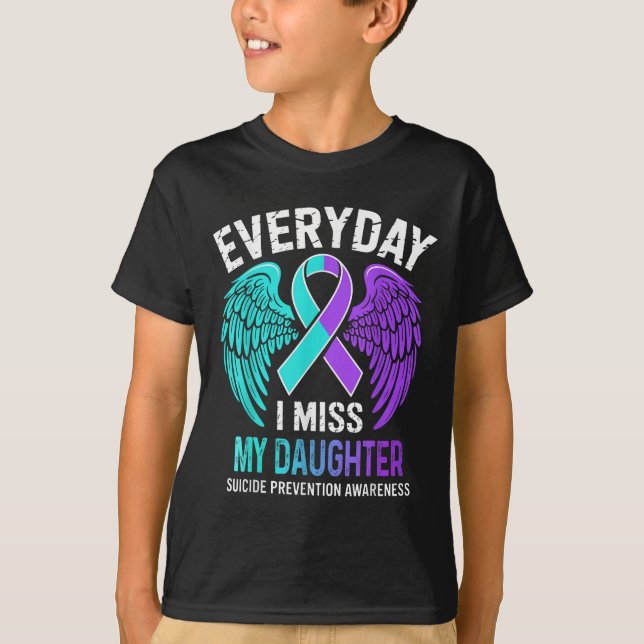 Camiseta Wear Teal &amp; Purple I Miss My Daughter Suicide  (Frente)
