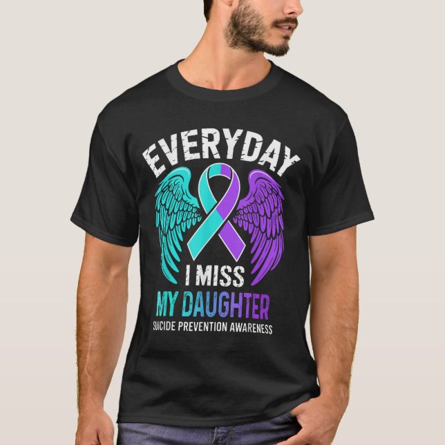 Camiseta Wear Teal &amp; Purple I Miss My Daughter Suicide  (Frente)