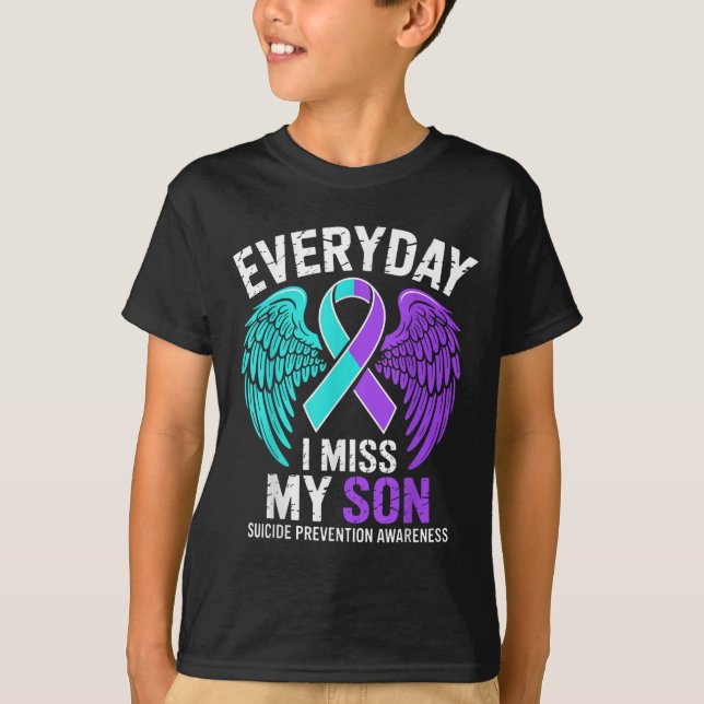 Camiseta Wear Teal &amp; Purple I Miss My Son Suicide Preve (Frente)