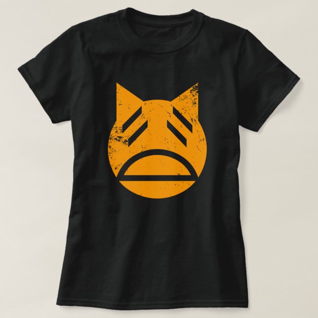 Camiseta Weary Grunge Cat Emoji (Frente do Design)