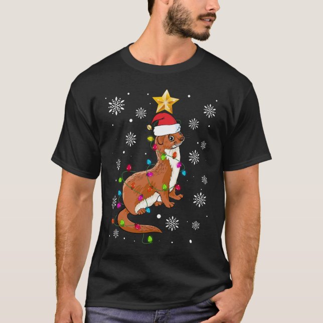 Camiseta Weasel Lighting Xmas Tree Mating Weasel Christma (Frente)