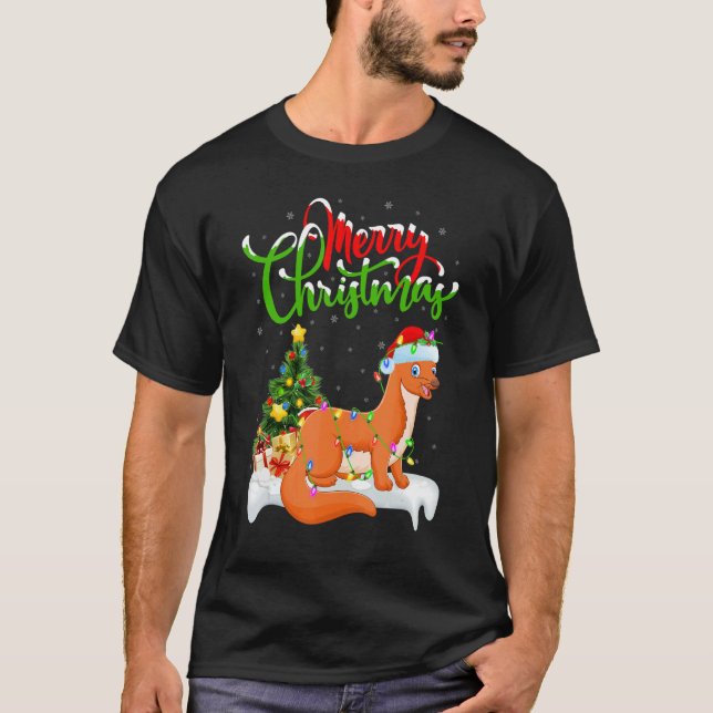 Camiseta Weasel   Xmas Decorations Santa Weasel Christmas (Frente)